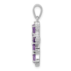 Sterling Silver Rhodium Plated Amethyst Cross Pendant QDX365