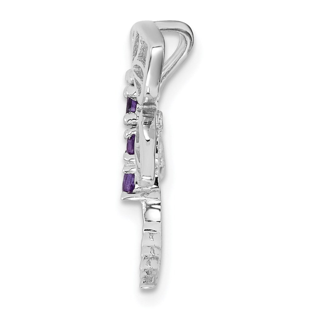 Sterling Silver Rhodium Amethyst Dragonfly Pendant QDX376