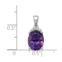 Sterling Silver Rhodium Plated Amethyst and Diamond Pendant QDX378