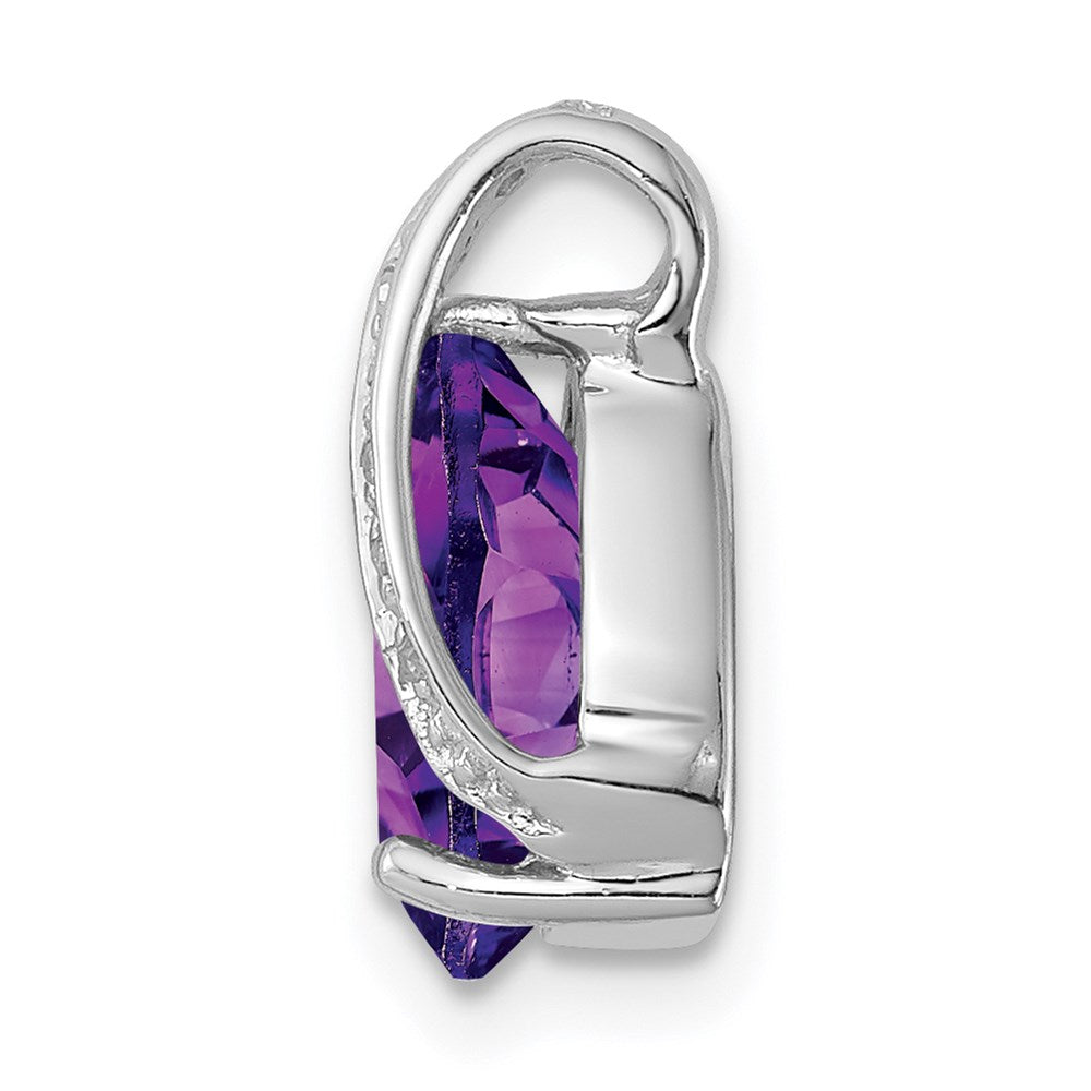 Sterling Silver Rhodium Pear Amethyst Chain Slide QDX385