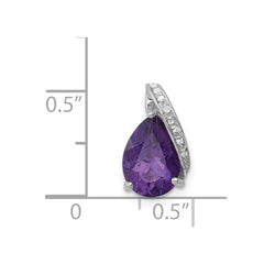Sterling Silver Rhodium Pear Amethyst Chain Slide QDX385