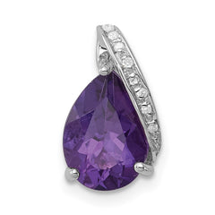 Sterling Silver Rhodium Pear Amethyst Chain Slide QDX385
