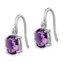 QDX432 Sterling Silver Rhodium Plated Amethyst Wire Earrings