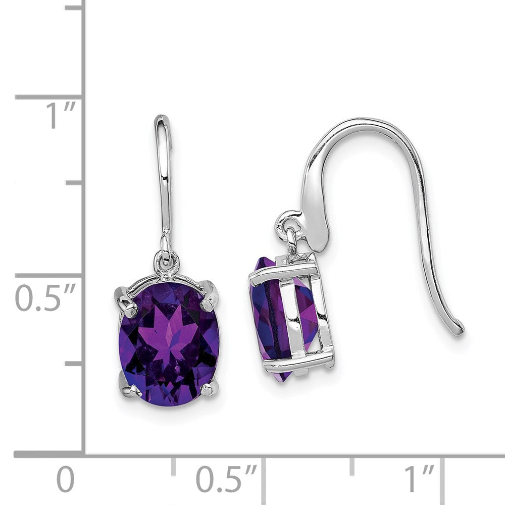 QDX432 Sterling Silver Rhodium Plated Amethyst Wire Earrings