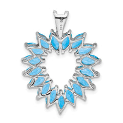 Sterling Silver Rhodium Marquise Swiss Blue Topaz Heart Pendant QDX508