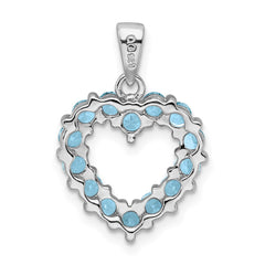 Sterling Silver Rhodium Light Swiss Blue Topaz Heart Pendant QDX515