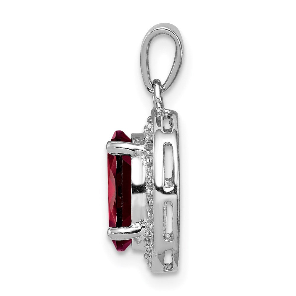 Sterling Silver Rhodium Garnet & Diamond Pendant QDX584