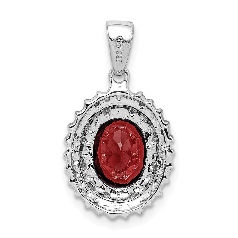 Sterling Silver Rhodium Garnet & Diamond Pendant QDX598