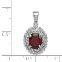 Sterling Silver Rhodium Garnet & Diamond Pendant QDX598
