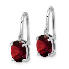 QDX603 Sterling Silver Rhodium Plated Garnet Wire Earrings