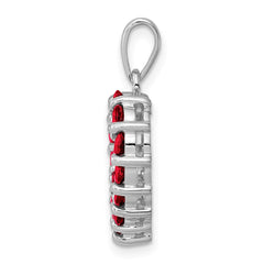 Sterling Silver Rhodium Garnet Pendant QDX628