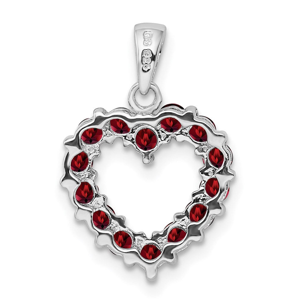 Sterling Silver Rhodium Garnet Pendant QDX628