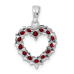 Sterling Silver Rhodium Garnet Pendant QDX628
