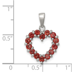 Sterling Silver Rhodium Garnet Pendant QDX628