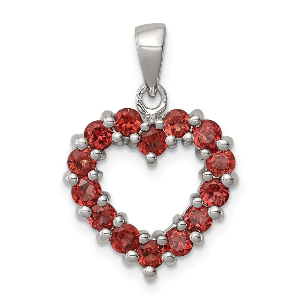 Sterling Silver Rhodium Garnet Pendant QDX628
