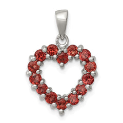 Sterling Silver Rhodium Garnet Pendant QDX628