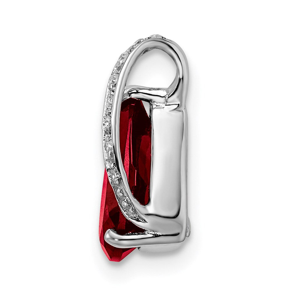 Sterling Silver Rhodium Pear Garnet Pendant QDX629