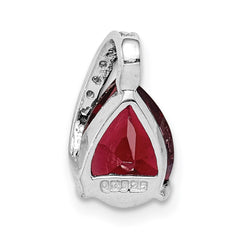 Sterling Silver Rhodium Pear Garnet Pendant QDX629
