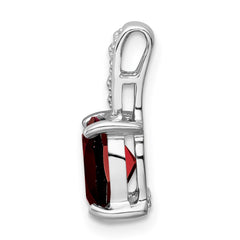 Sterling Silver Rhodium Garnet & Diamond Pendant QDX642