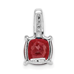Sterling Silver Rhodium Garnet & Diamond Pendant QDX642