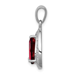 Sterling Silver Rhodium Garnet & Diamond Pendant QDX648