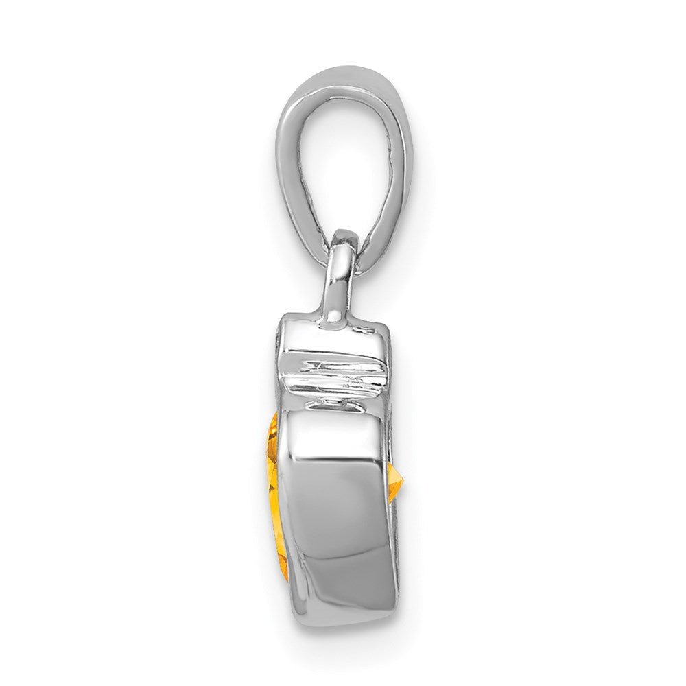 Sterling Silver Rhodium Citrine Diamond Pendant QDX748