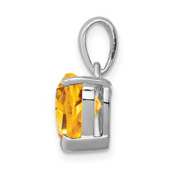 Sterling Silver Rhodium Citrine Pendant QDX749