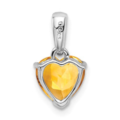 Sterling Silver Rhodium Citrine Pendant QDX749