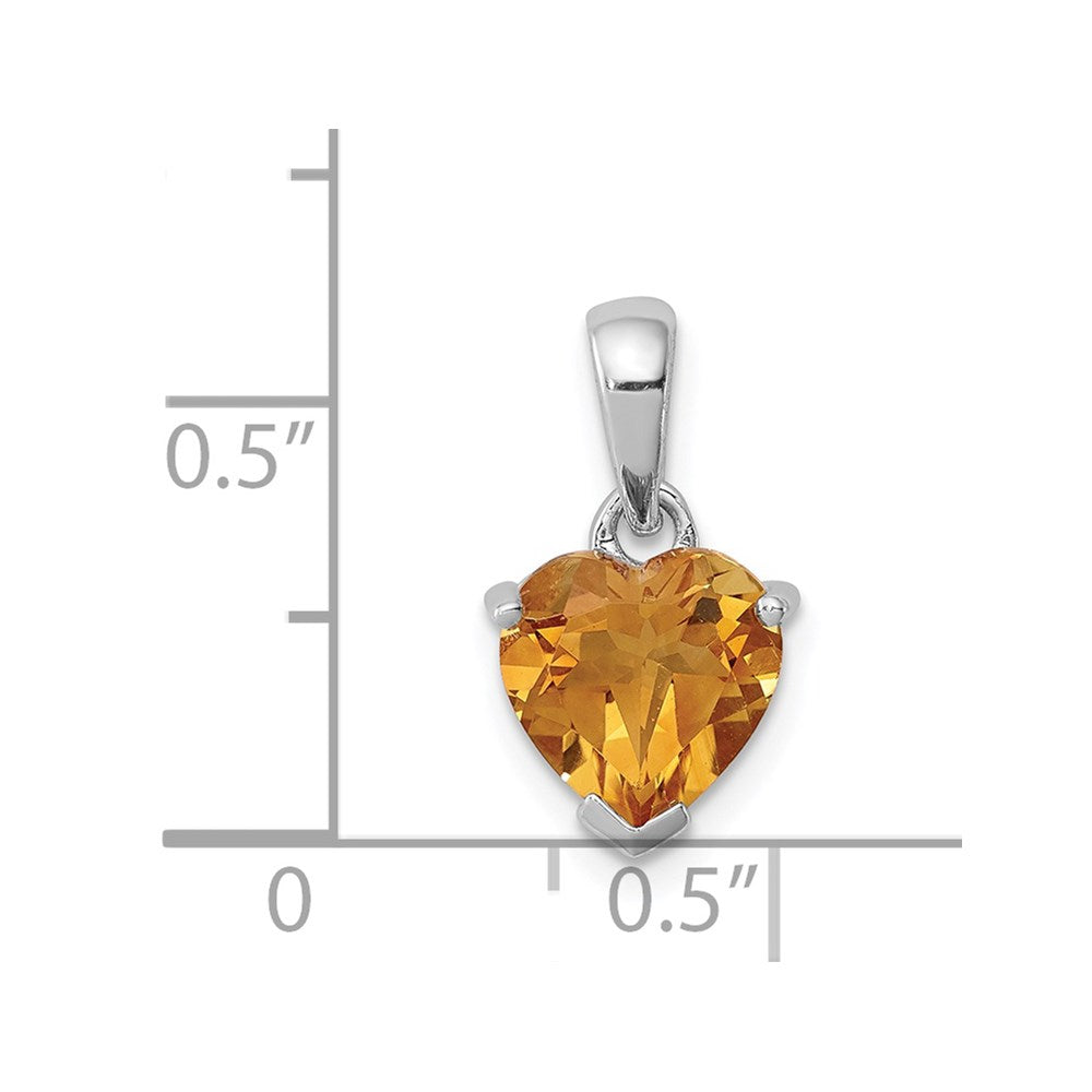 Sterling Silver Rhodium Citrine Pendant QDX749