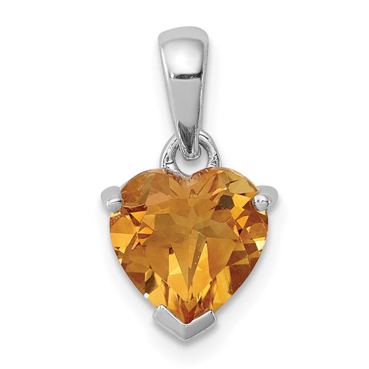 Sterling Silver Rhodium Citrine Pendant QDX749