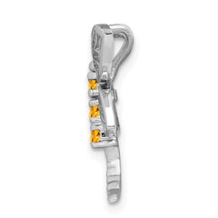 Sterling Silver Rhodium Citrine Dragonfly Chain Slide QDX764