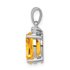 Sterling Silver Rhodium Citrine & Diamond Pendant QDX766