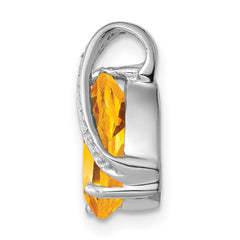 Sterling Silver Rhodium Pear Citrine Pendant QDX775