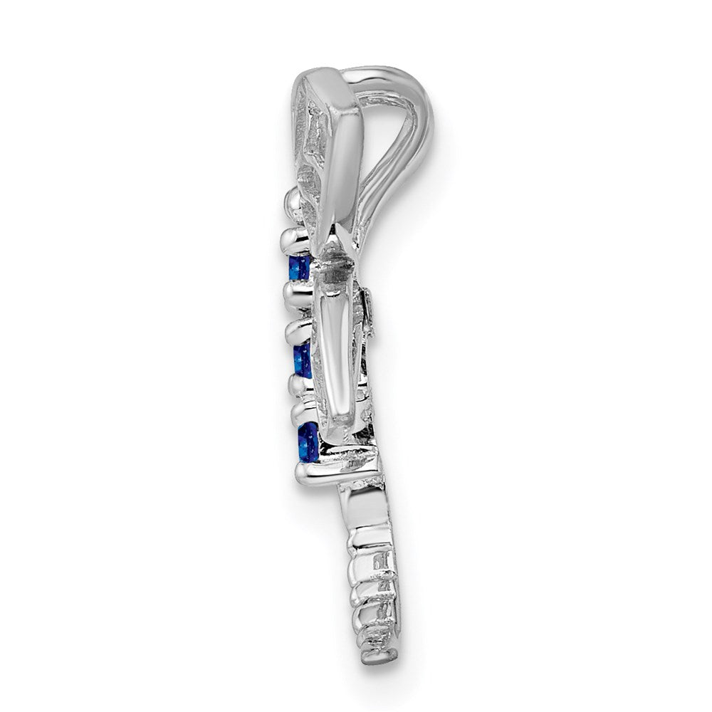Sterling Silver Rhodium Sapphire Dragonfly Pendant QDX862