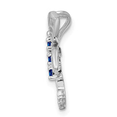 Sterling Silver Rhodium Sapphire Dragonfly Pendant QDX862