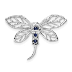 Sterling Silver Rhodium Sapphire Dragonfly Pendant QDX862
