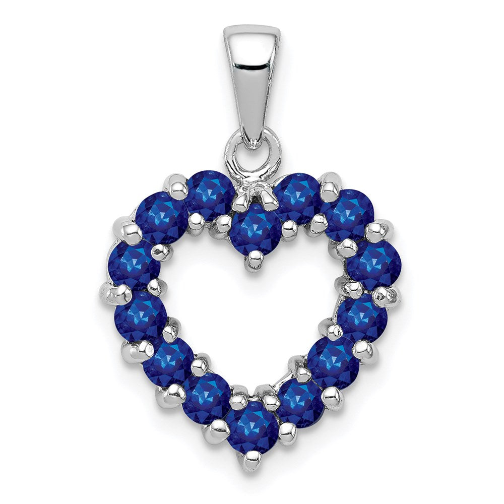 Sterling Silver Rhodium-plated Sapphire Pendant QDX868