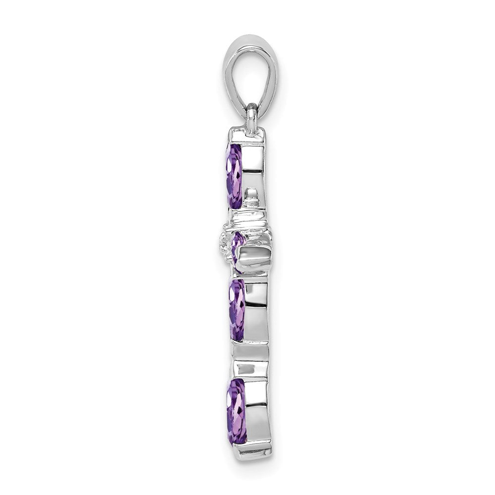 Sterling Silver Rhodium Plated Amethyst Diamond Pendant QDX910
