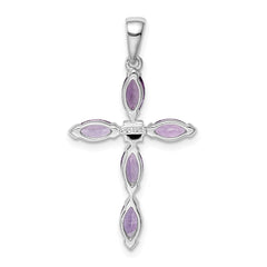 Sterling Silver Rhodium Plated Amethyst Diamond Pendant QDX910