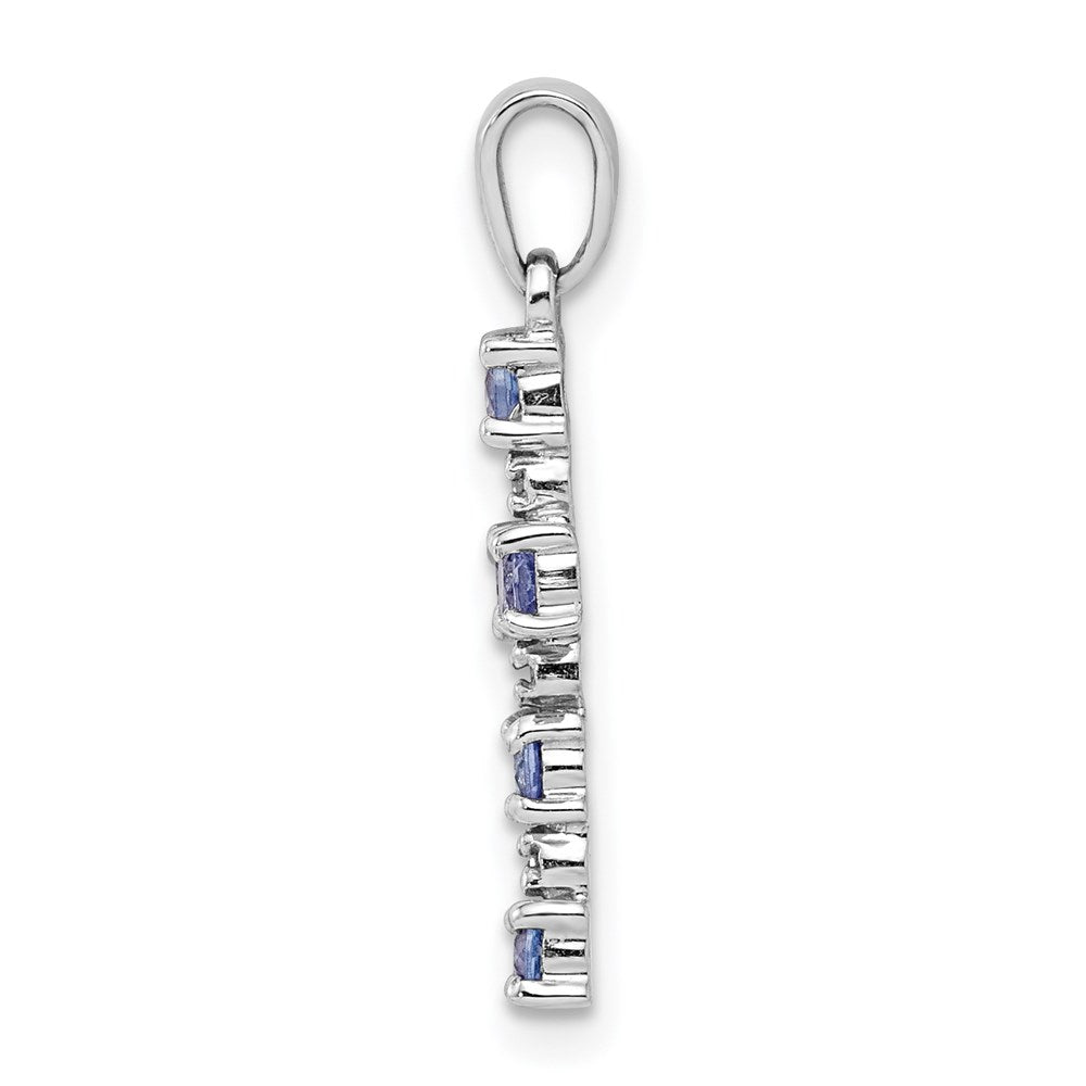 Sterling Silver Rhodium-plated Tanzanite & Diamond Pendant QDX949