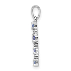 Sterling Silver Rhodium-plated Tanzanite & Diamond Pendant QDX949