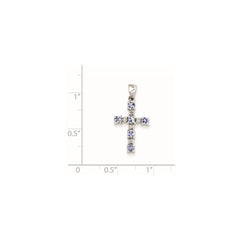 Sterling Silver Rhodium-plated Tanzanite & Diamond Pendant QDX949