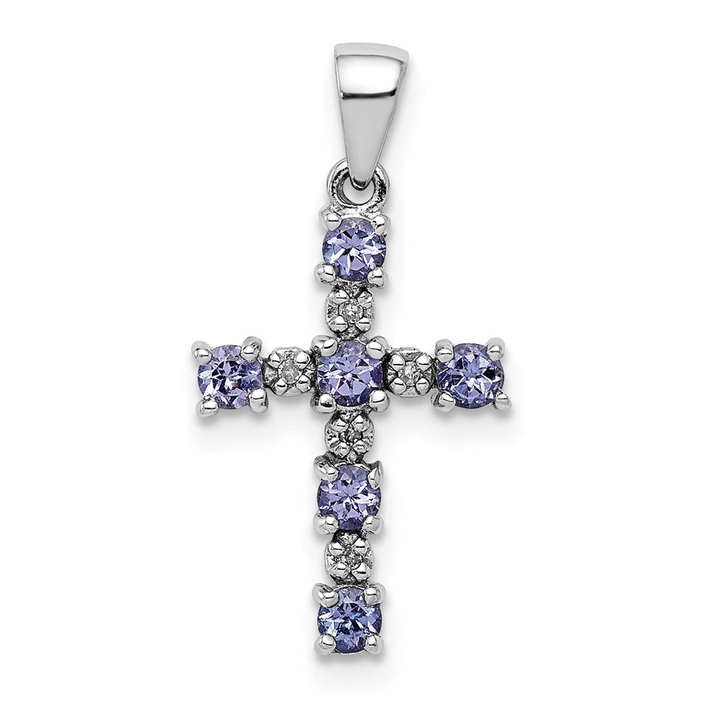 Sterling Silver Rhodium-plated Tanzanite & Diamond Pendant QDX949