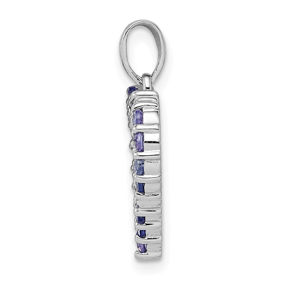 Sterling Silver Rhodium-plated Tanzanite & Diamond Pendant QDX950
