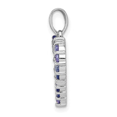 Sterling Silver Rhodium-plated Tanzanite & Diamond Pendant QDX950