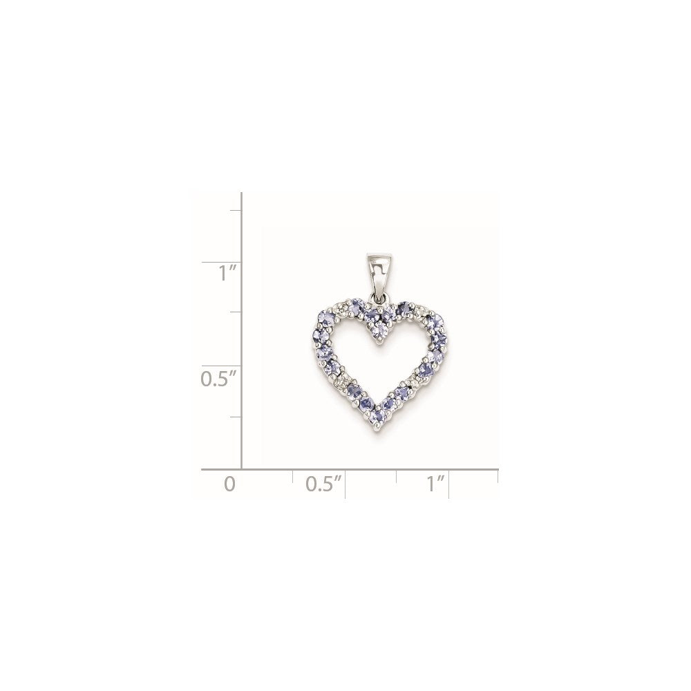 Sterling Silver Rhodium-plated Tanzanite & Diamond Pendant QDX950