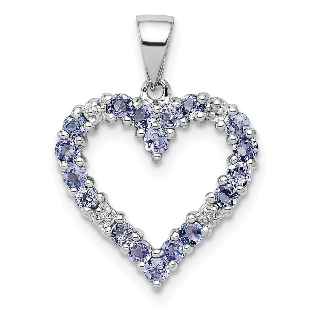 Sterling Silver Rhodium-plated Tanzanite & Diamond Pendant QDX950