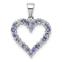 Sterling Silver Rhodium-plated Tanzanite & Diamond Pendant QDX950