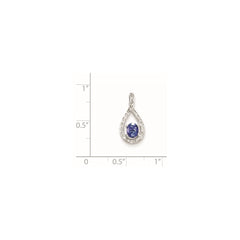 Sterling Silver Rhodium-plated Tanzanite & Diamond Pendant QDX955