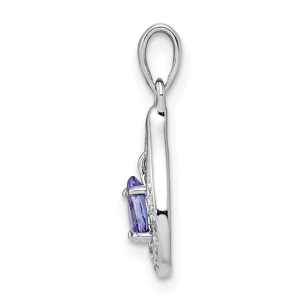 Sterling Silver Rhodium-plated Tanzanite & Diamond Pendant QDX958